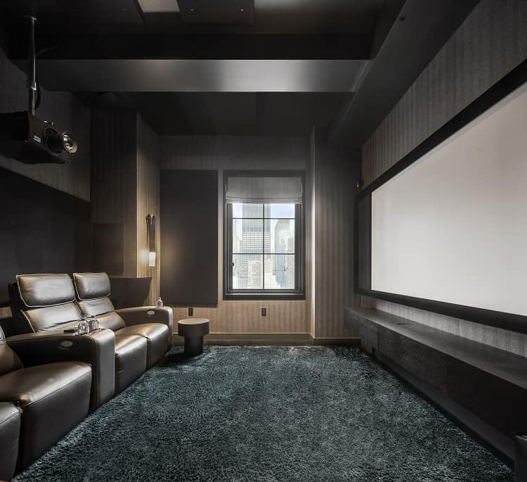 home theater inside Trevor Noah's penthouse