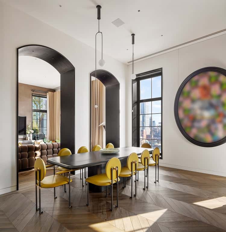 dining room inside Trevor Noah's penthouse