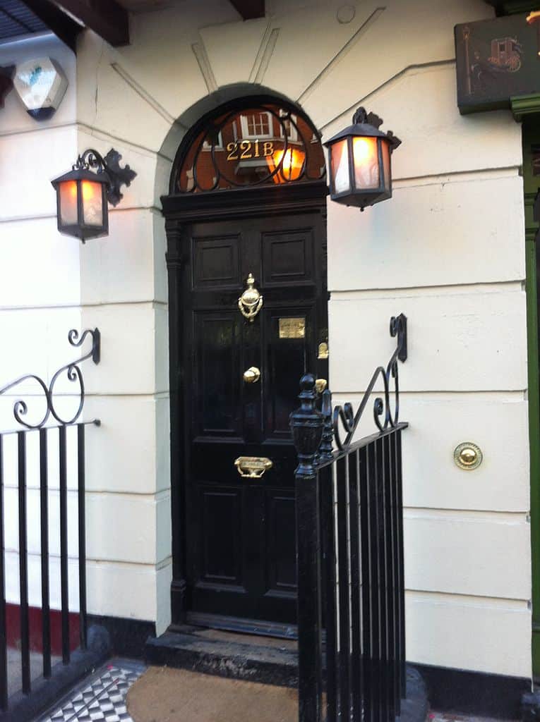 Entrance to Sherlock Holmes' house at 221B Baker Street, London.