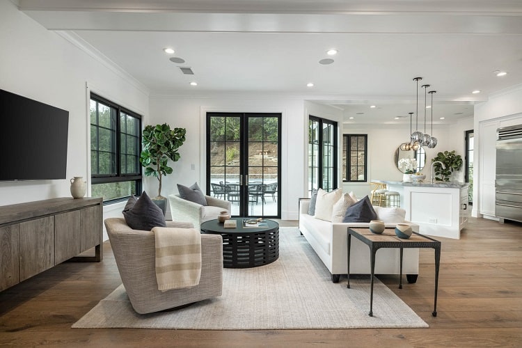 open floorplan living room inside the guest house