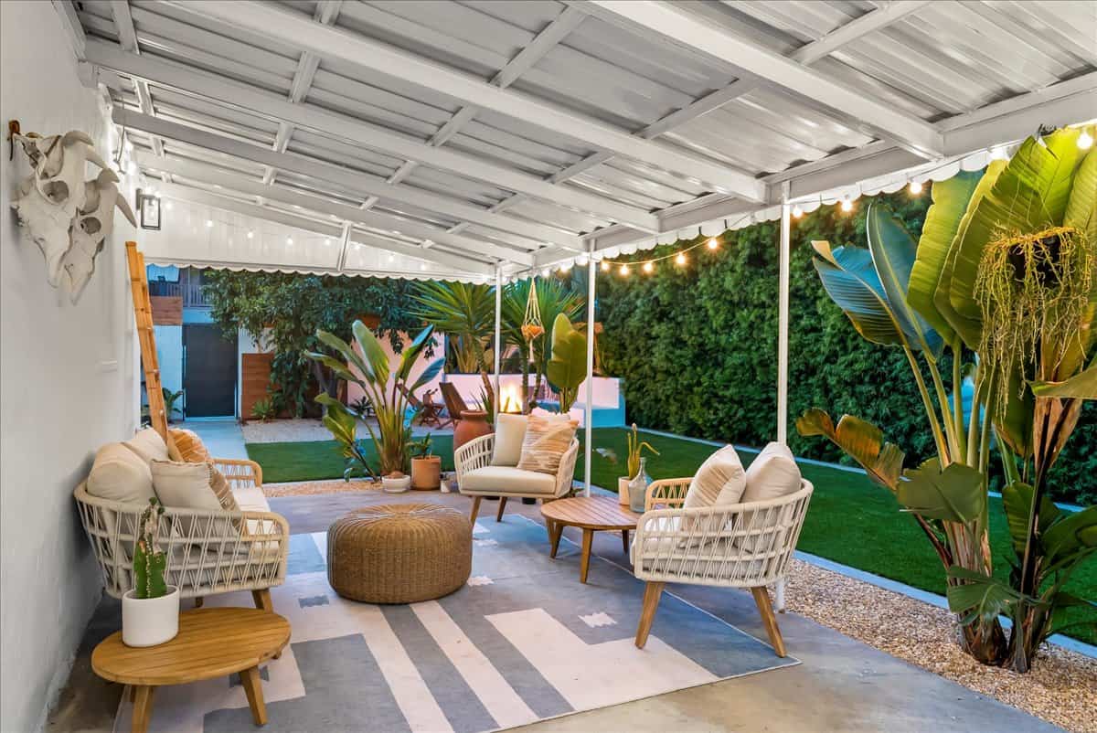 patio with covered seating section