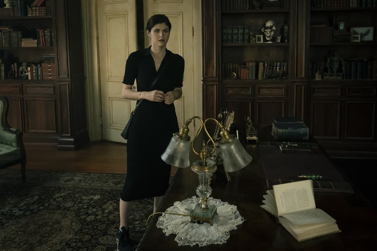 Alexandra Daddario in the Mayfair Witches house on AMC