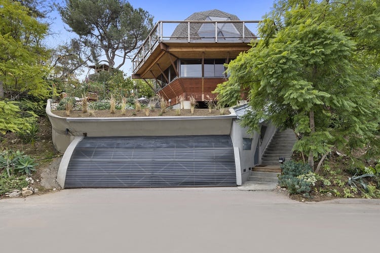 exterior of the Domestead, a unique dome house in Los Angeles