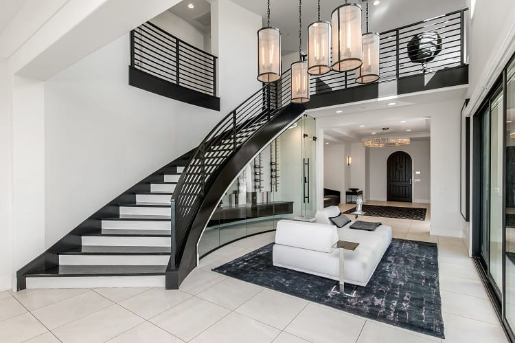 elegant curved staircase in a luxury house