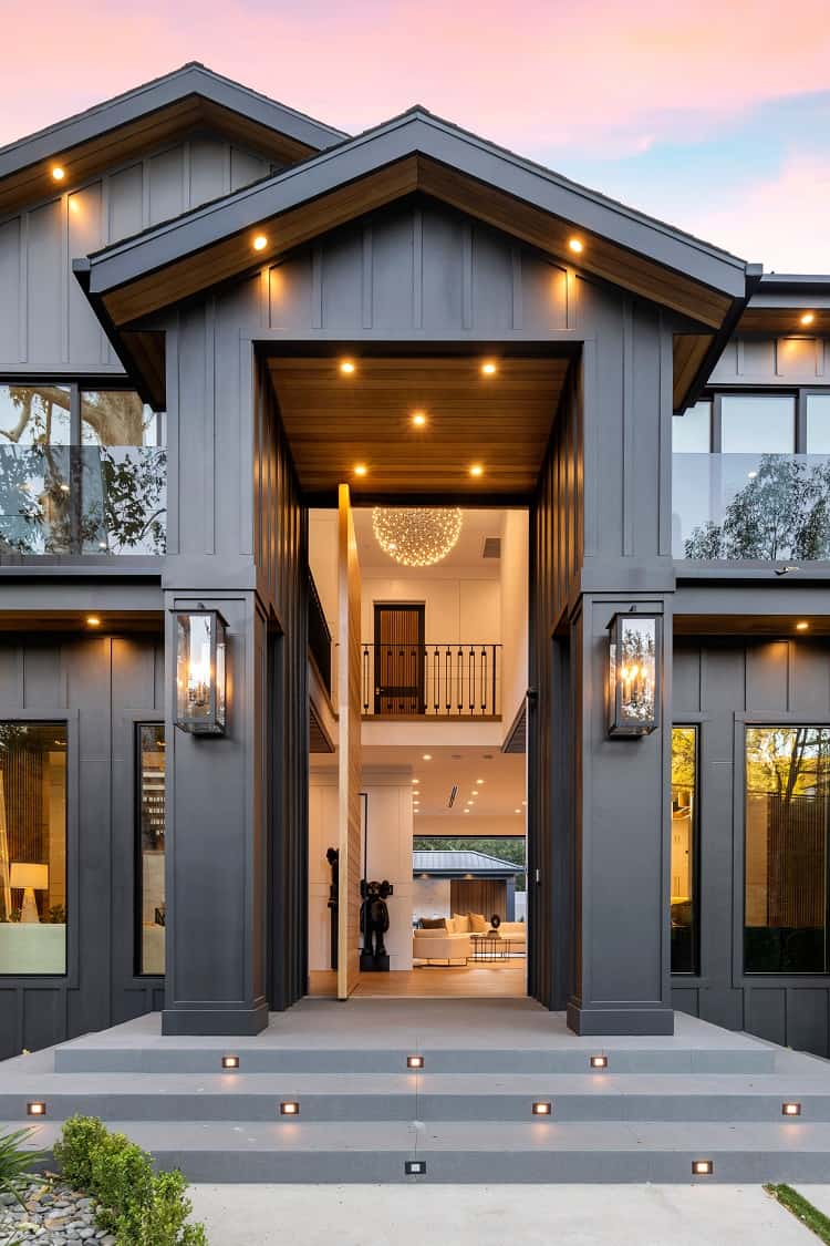 very tall entrance door in Michael B. Jordan's house