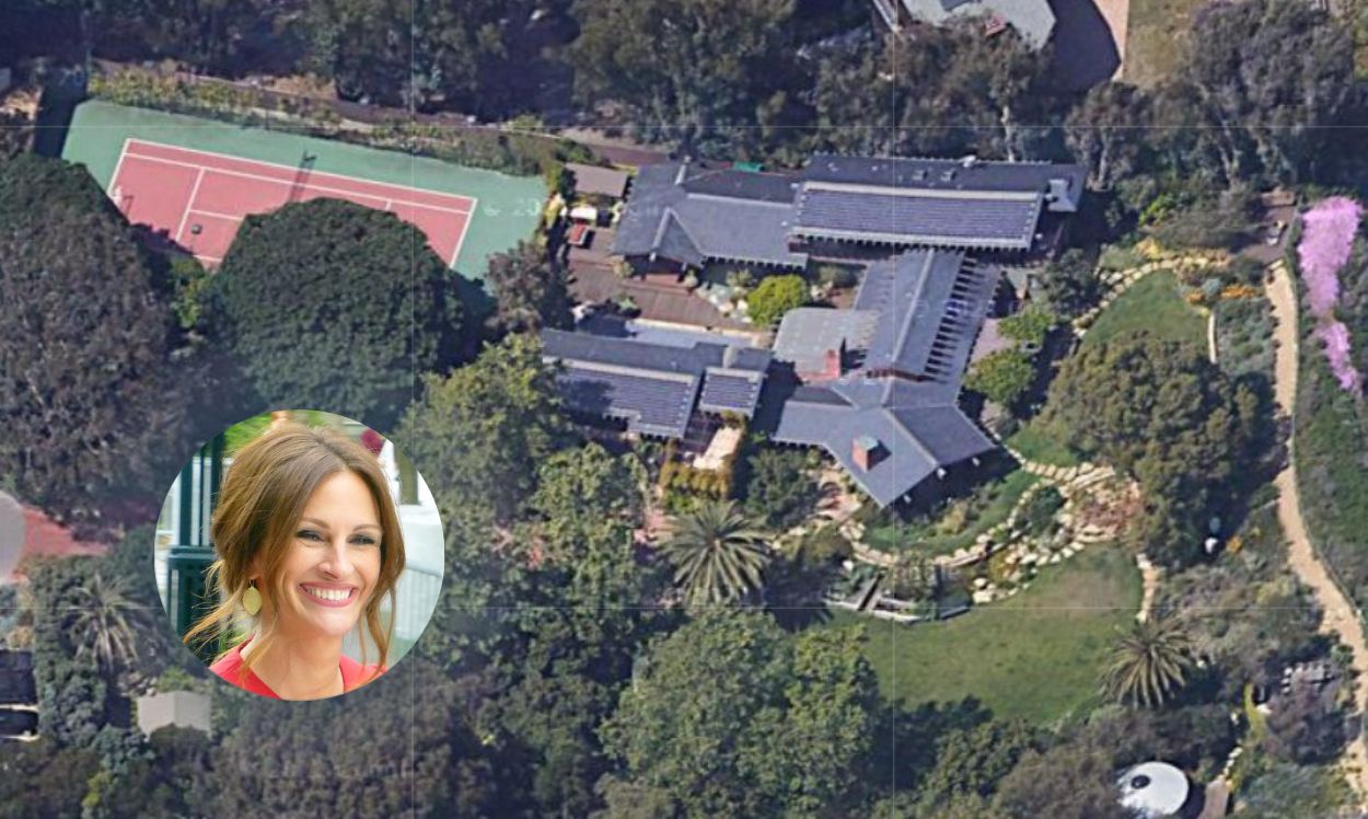 Aerial view of Julia Roberts' house in Malibu.