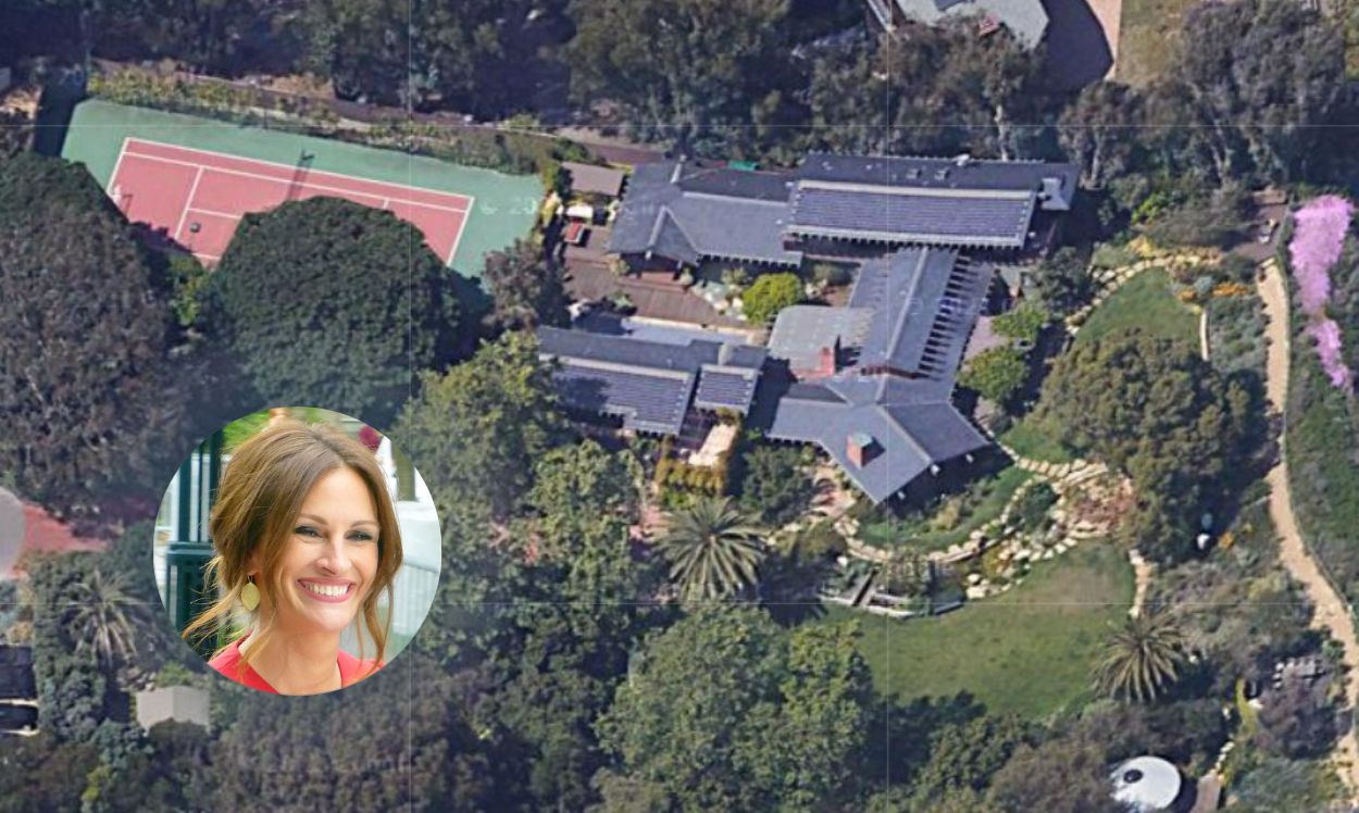 Aerial view of Julia Roberts' house in Malibu. 