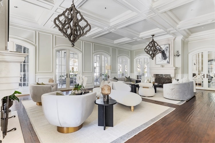 Massive living area inside Mark Wahlberg's house.