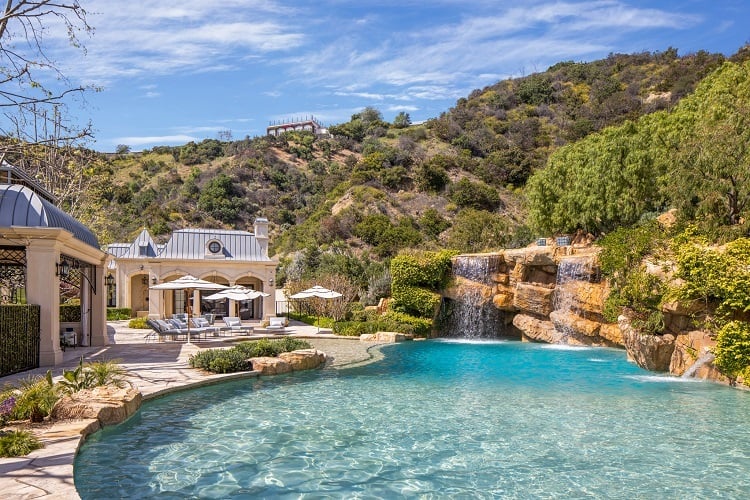 pool and grotto of Mark Wahlberg's house