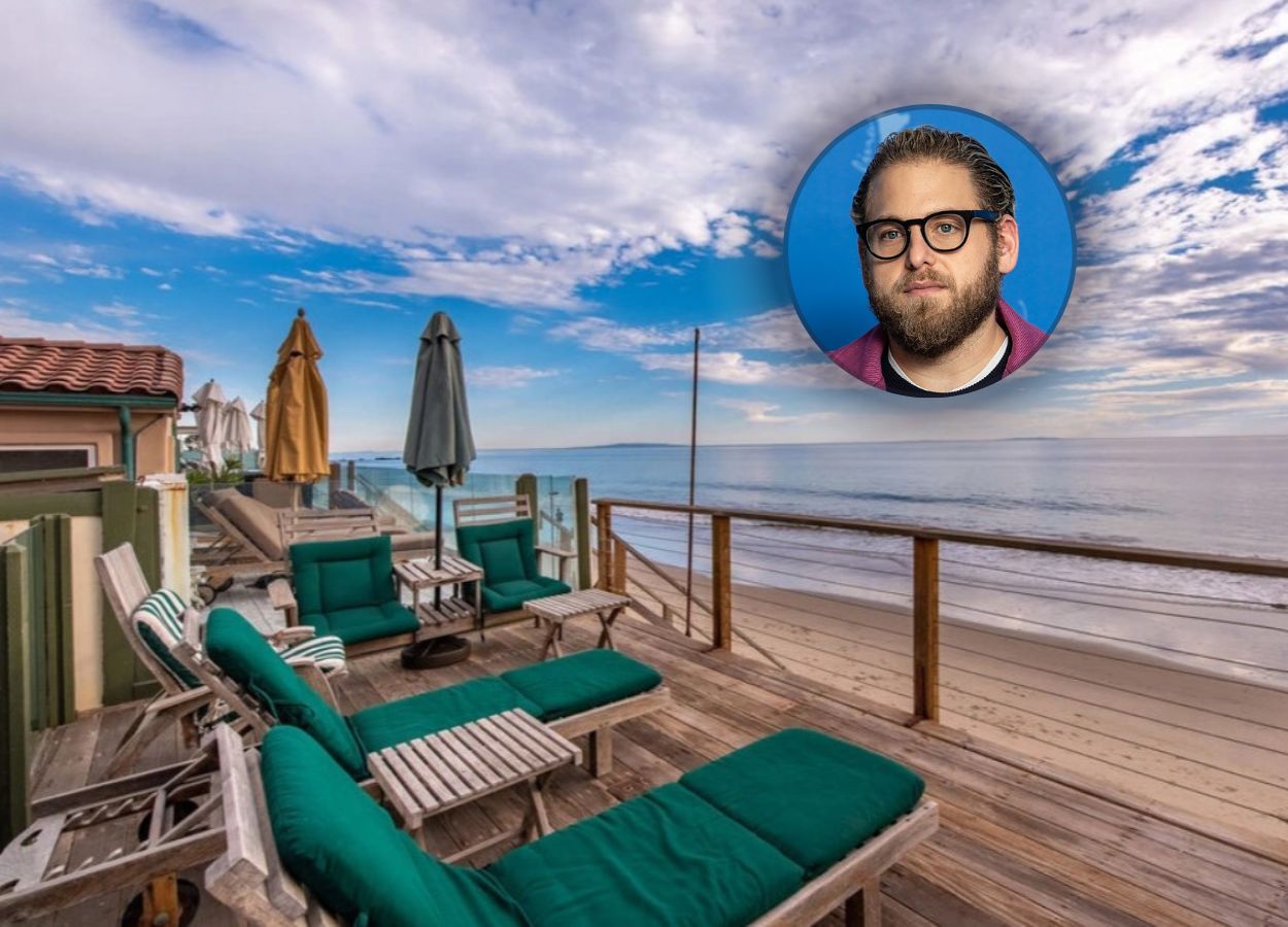 actor Jonah Hill and the deck of his waterfront house in Malibu