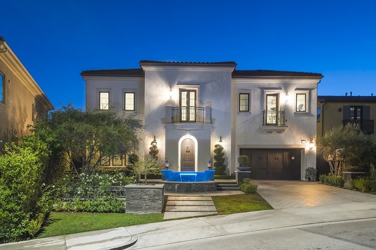 exterior of rapper Xzibit's house in Porter Ranch, Calif., at night