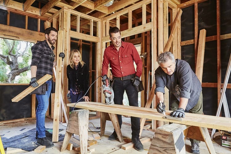 Property Brothers Drew and Jonathan Scott working on the extensive renovation of The Brady Bunch home.