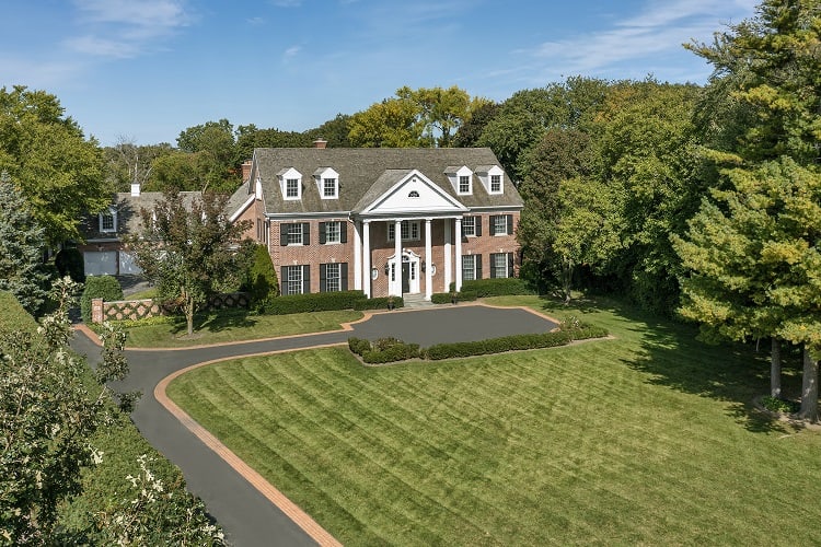 Aerial view of author Andy Weir's house in Winnetka, IL, on the market for $4,999,000. 