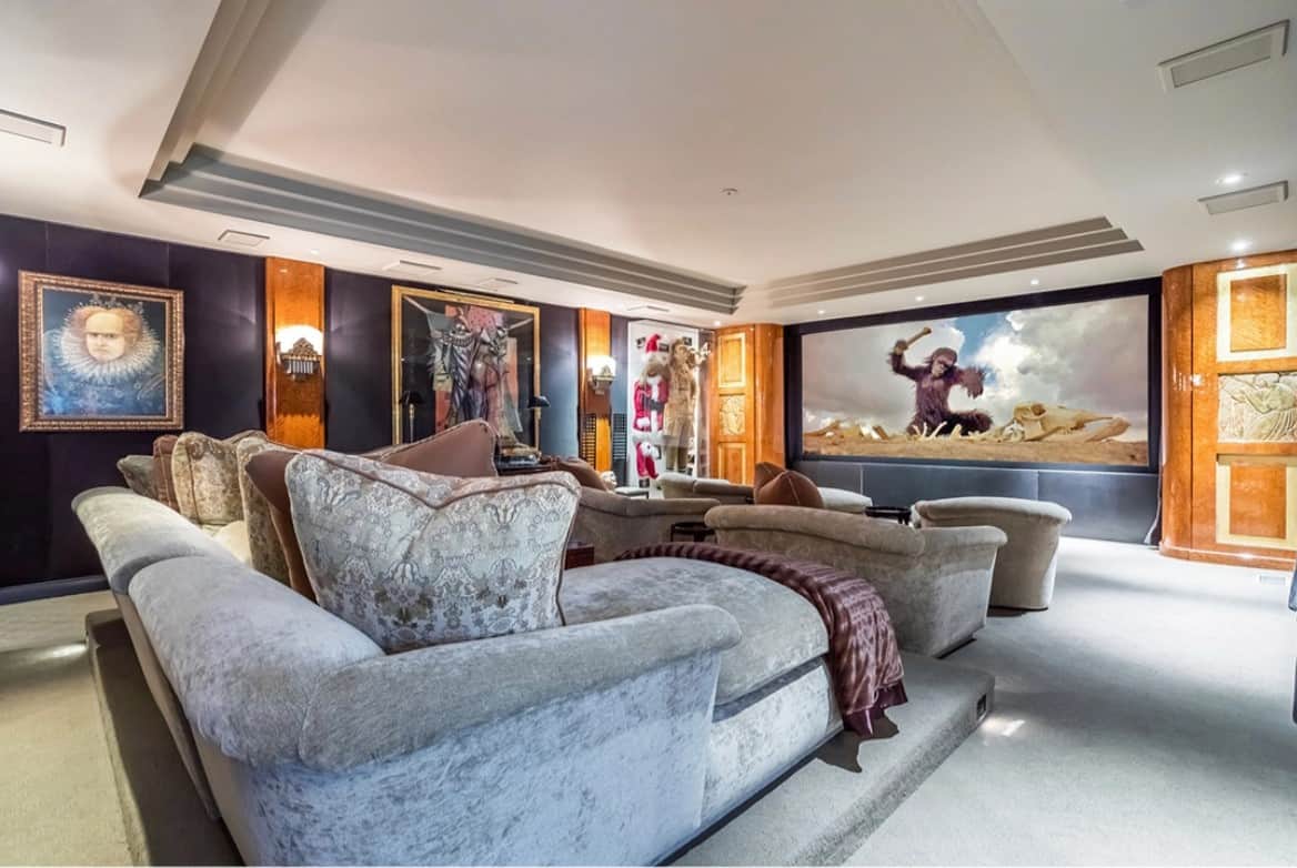 home theater inside Jim Carrey's house in Los Angeles