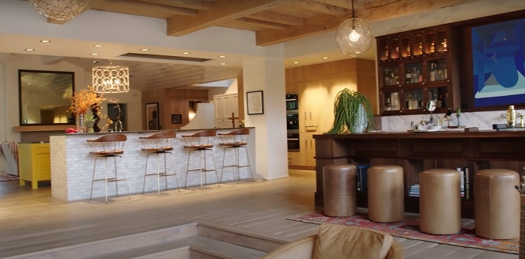 The dining room-turned-bar inside Jensen Ackles' home. 