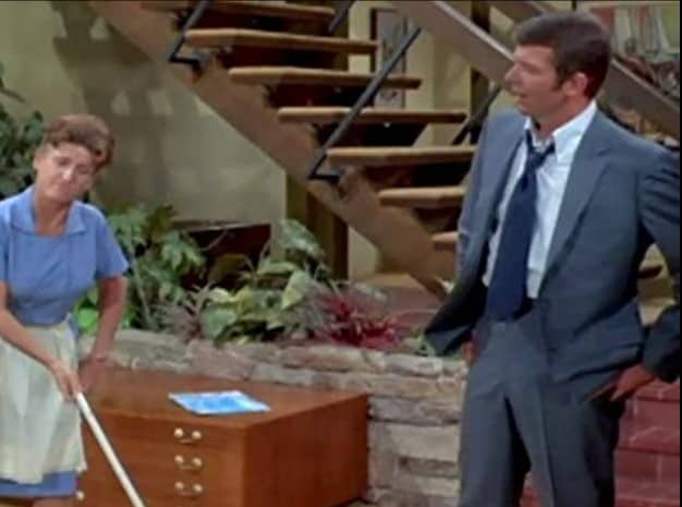 Scene from The Brady Bunch taking place inside the iconic TV home. 