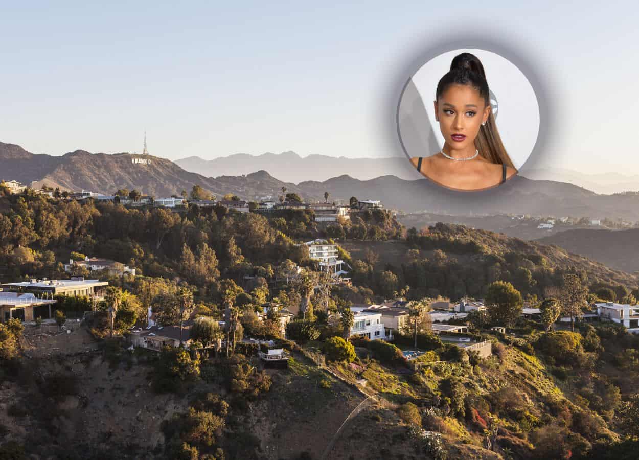 aerial view of Hollywood Hills, where Ariana Grande lives