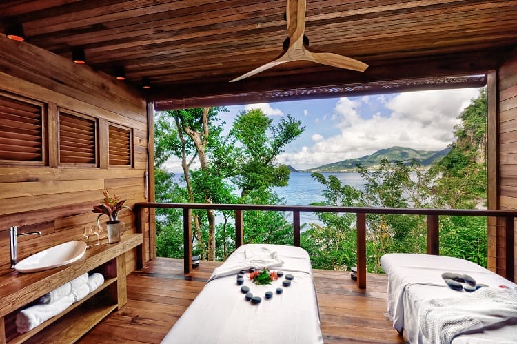 Gommier Spa and Bwa Mang Wellness Pavilion at the Secret Bay Resort, Dominica. 