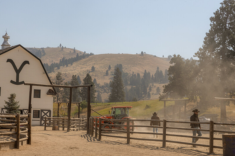 Scene filmed inside the Yellowstone ranch. 