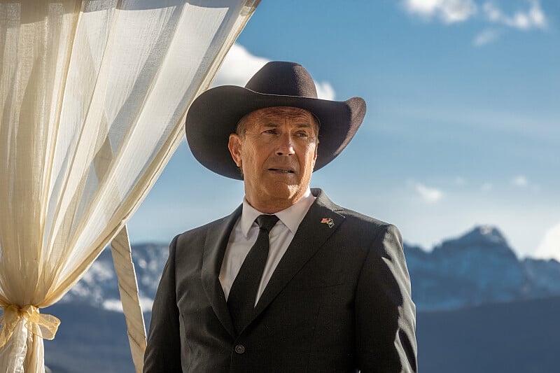 close-up of actor Kevin Costner in a Yellowstone scene