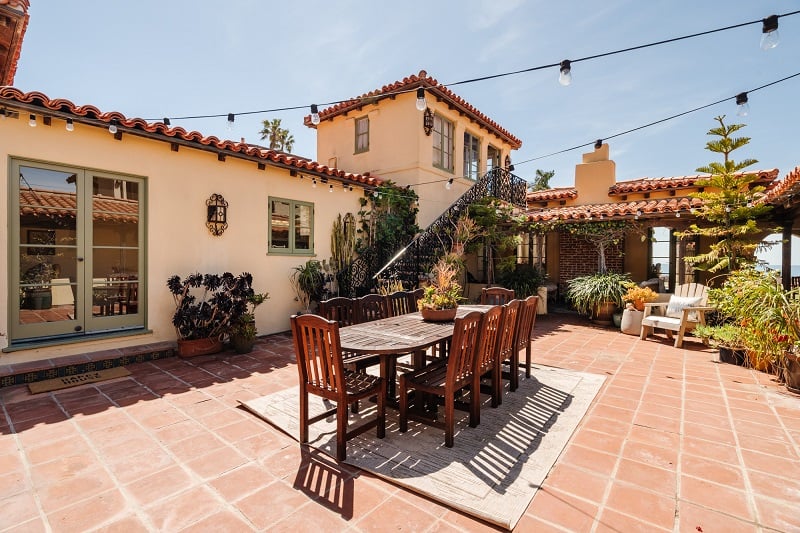 Interior courtyard of Anthony Edwards' house in Dana Point, CA.