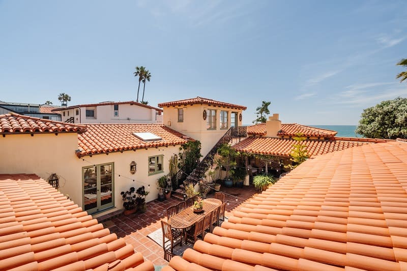 Original Doheny family beach house in Dana Point, view from above the courtyard. 