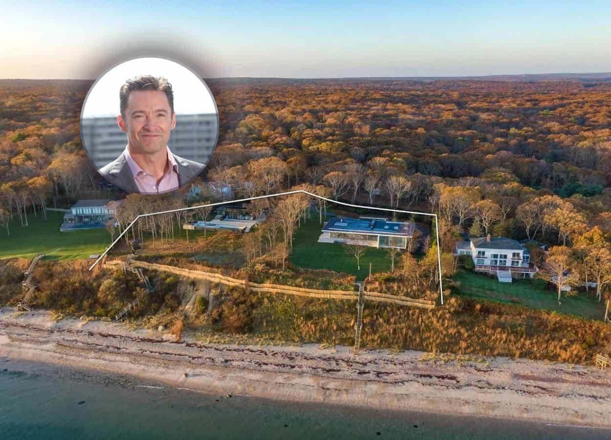 Aerial view of Hugh Jackman's house in the Hamptons