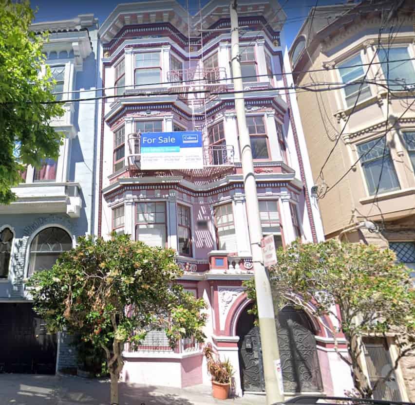 Janis Joplin's pink house in San Francisco, on the famed Ashbury Street. 