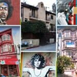 Iconic rock star houses from the 1960s, including jimi hendix's red house, jim morrison's house in laurel canyon, and janis joplin's pink house