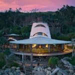 Harry Gesner's Sandcastle House in Malibu, with a tower and a circular cupola. Photo credit: Mike Helfrich