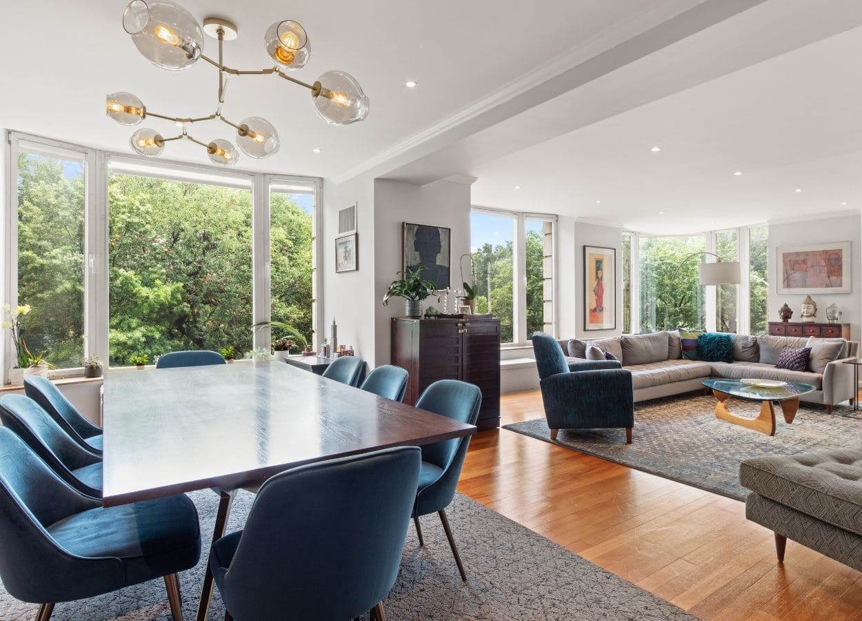 Inside a Central Park West condo with park views from nearly every window. Photo Credit: Coldwell Banker Warburg