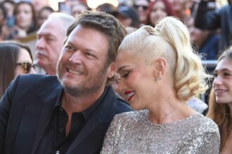 Blake Shelton and Gwen Stefani in a loving pose. Photo credit: DFree / Shutterstock