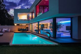 modern house with floor-to-ceiling windows