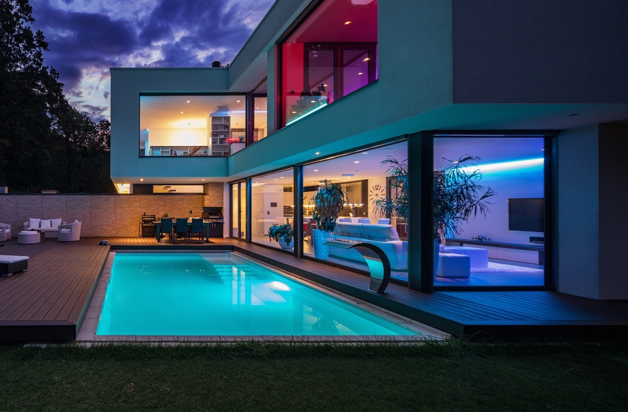 modern house with floor-to-ceiling windows