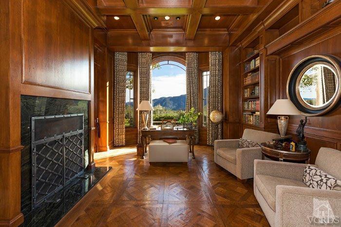 wood-paneled study inside britney spears' house in thousand oaks, calif.