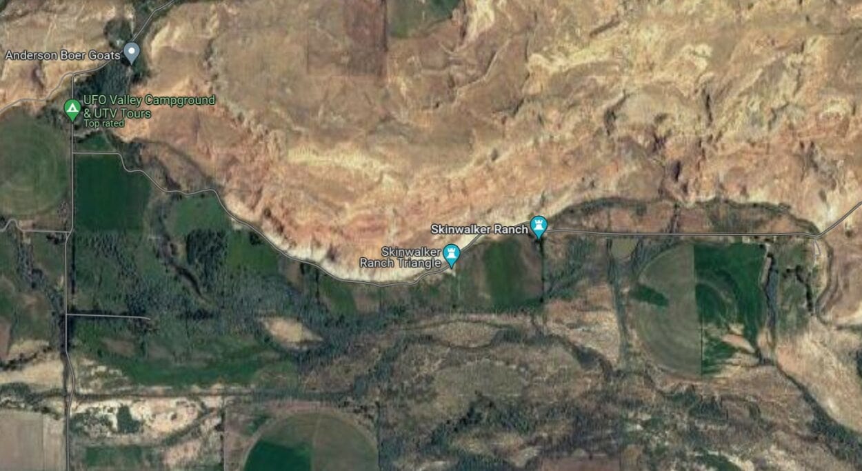 Skinwalker Ranch on the map. Photo credit: Google Maps