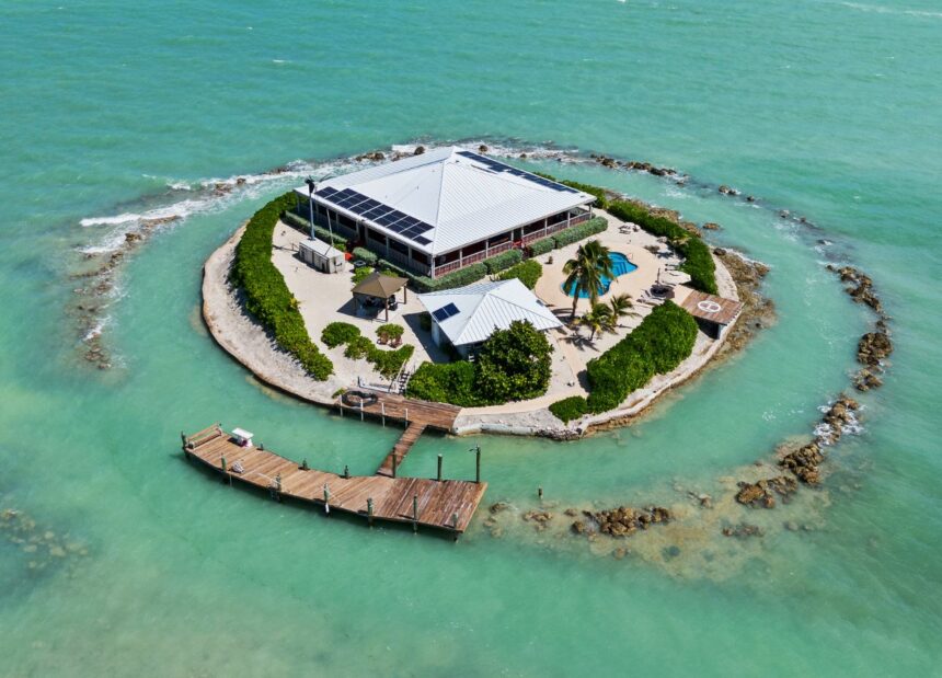 East Sister Rock Island, a miniature private island in the heart of the Florida Keys, listed for $16.5 million. Photo credit: Maximilian Martins of VIDEOMAXMIAMI