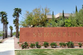 The sign welcoming residents and visitors to Summerlin in Las Vegas, Nevada.