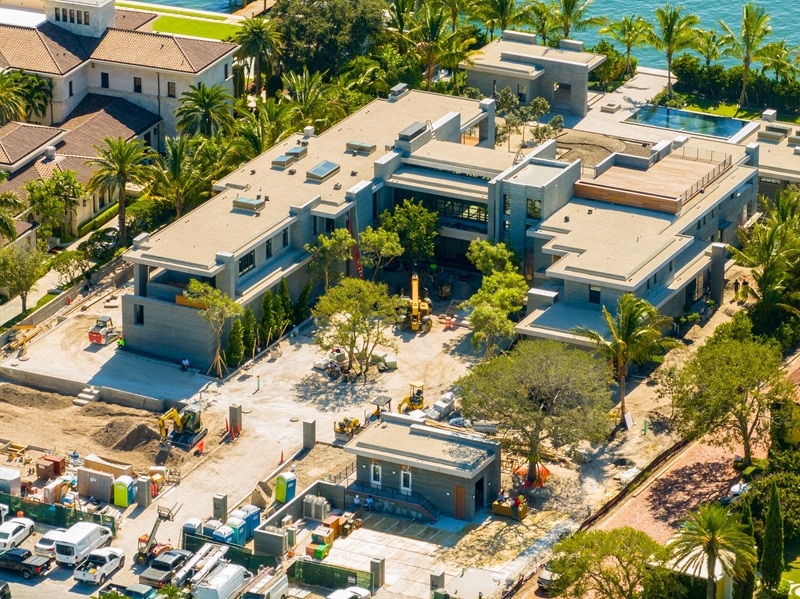 The construction site of Tom Brady's new house in Florida, a sprawling waterfront mansion on Indian Creed Island, Florida. 