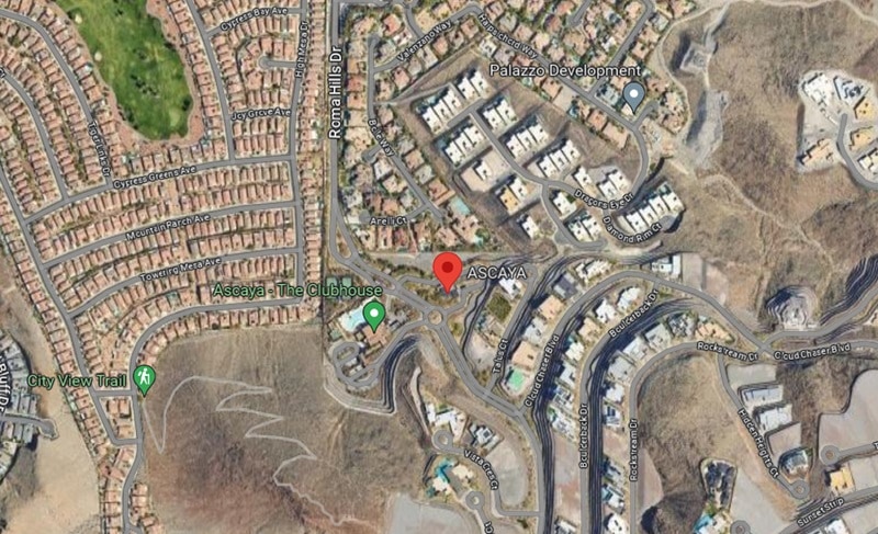Aerial view of the Ascaya residential community in Henderson, Nevada.