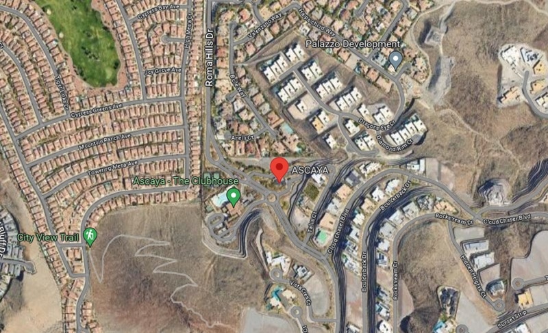 Aerial view of the Ascaya residential community in Henderson, Nevada. 