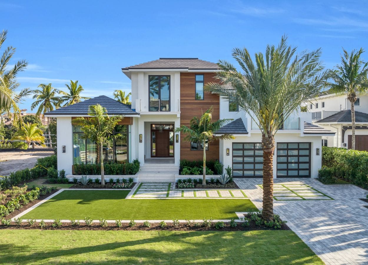 Exterior of a modern luxury house for sale in Naples, Florida