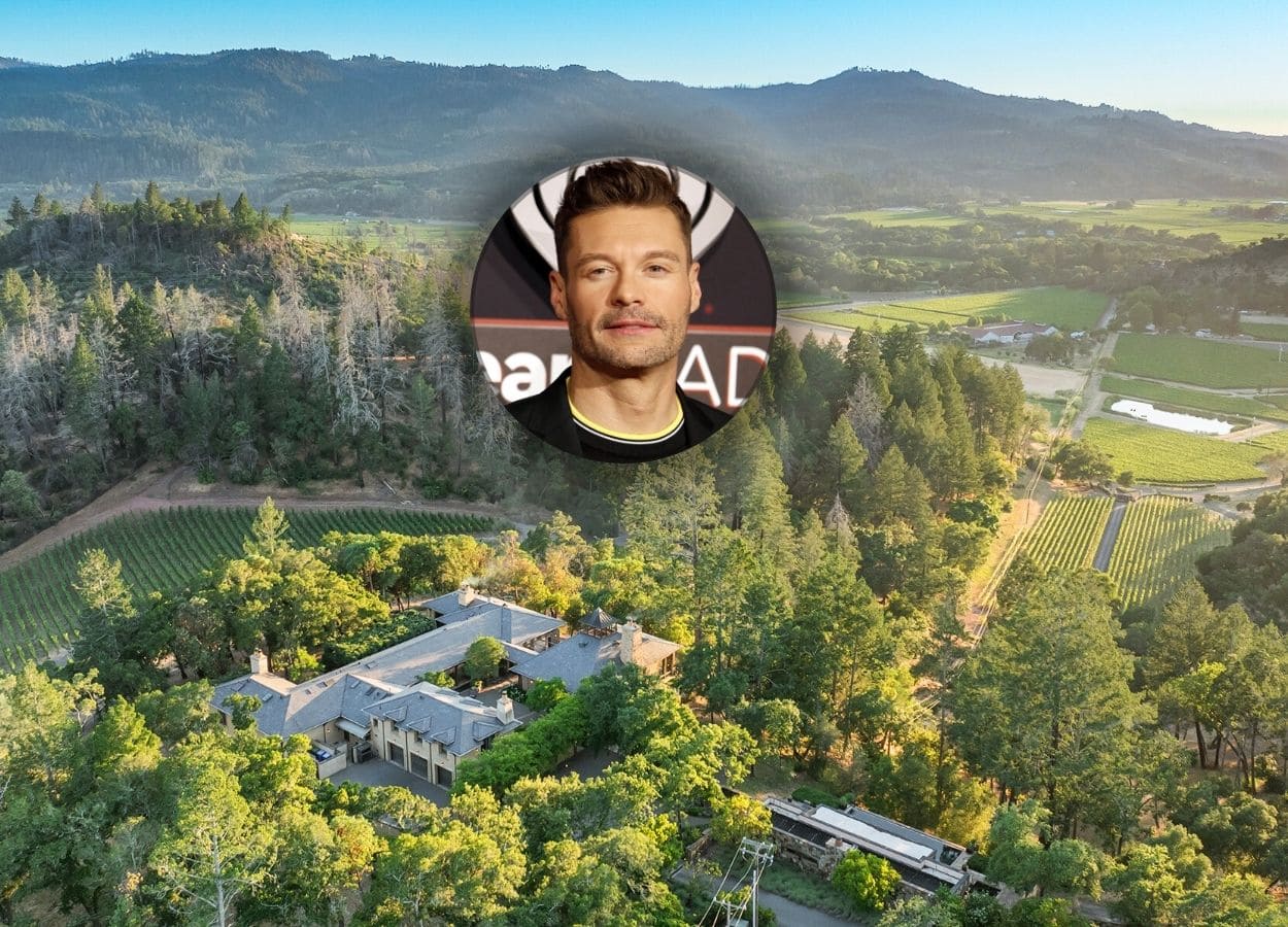Ryan Seacrest and an aerial view of his 40-acre compound in Napa Valley