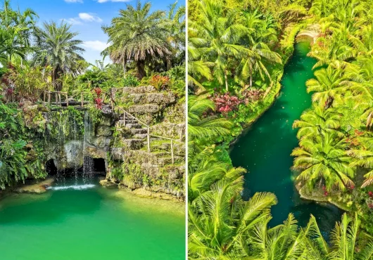 $22M Tropical ranch in Homestead, FL is a green sanctuary with grottos, waterfalls, and sandy beaches