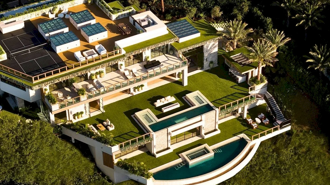Stunning $53M Beverly Hills modern château presents itself as a private resort in the hills