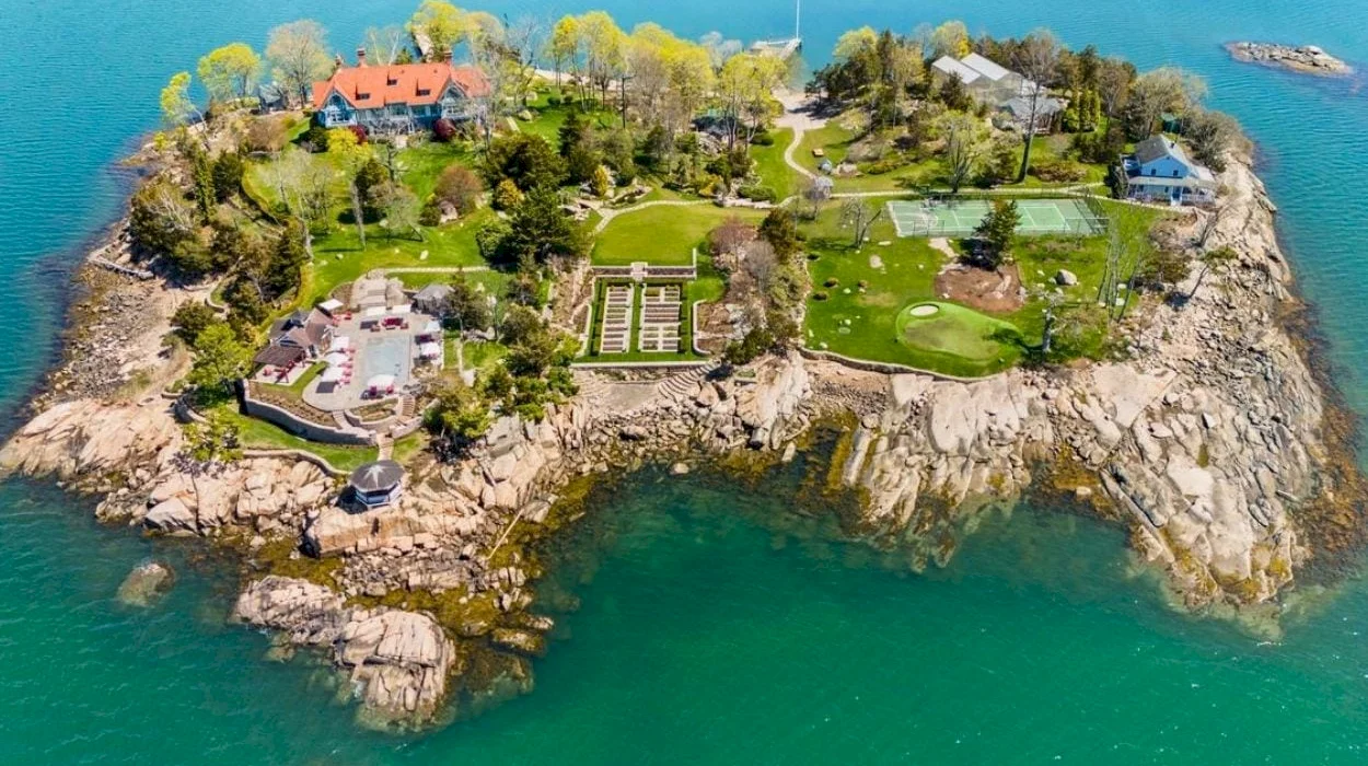 $30M private island off Branford, Connecticut spans 7.65 acres — and has an extra mainland compound
